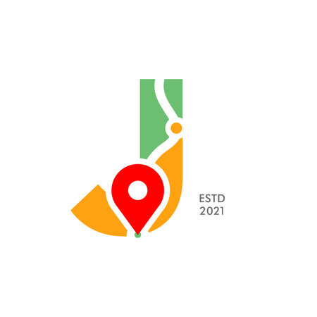 Simple and Modern illustration logo design initial J Pin Location.のイラスト素材