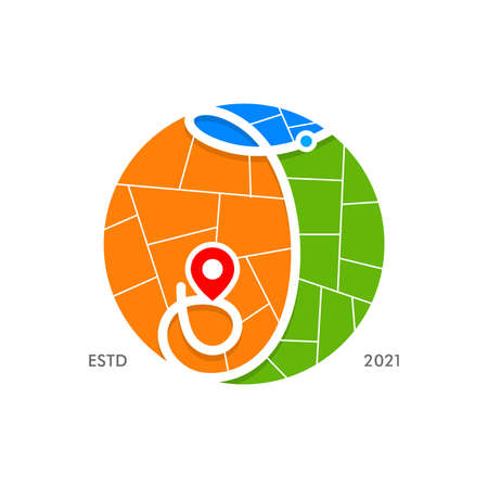 Simple and Modern illustration logo design initial J Travel Route.のイラスト素材