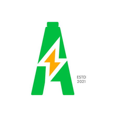 Simple and Modern illustration logo design initial A shaped like a battery charge.のイラスト素材