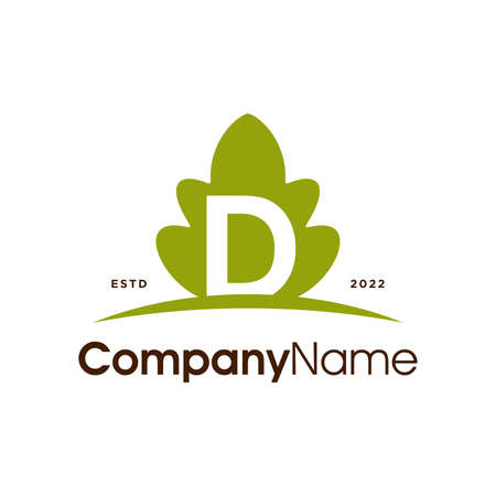 Simple and Clean Illustration logo design Initial D Oaks leaf, logo good for any company and can work as well in a small size.のイラスト素材