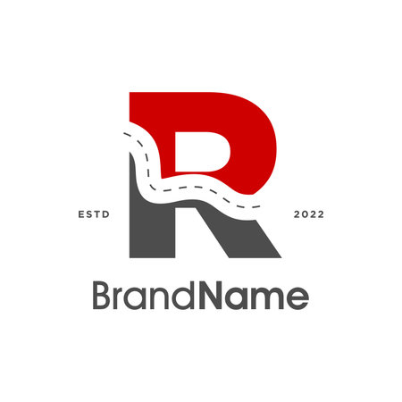 Simple and Modern Illustration logo design initial R Pathway in two color.のイラスト素材