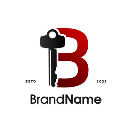 Simple and Modern Illustration logo design Initial B Combine with Key.のイラスト素材