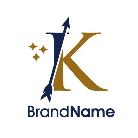 Initial Letter K with Arrow Logo Design Template. Abstract Letter K Logo Designのイラスト素材