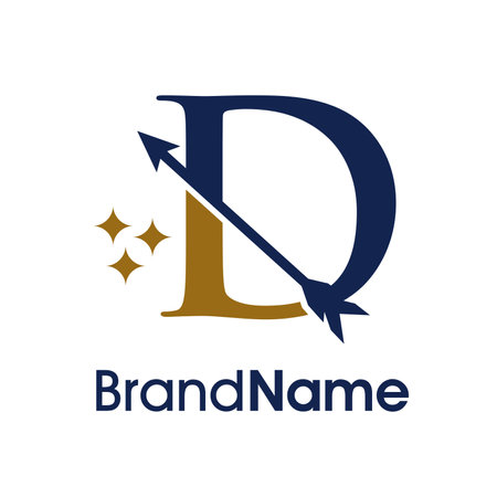 Luxury and Elegant illustration logo design Initial D combine with Arrow in gold and blue color. The logo good for your any company.のイラスト素材