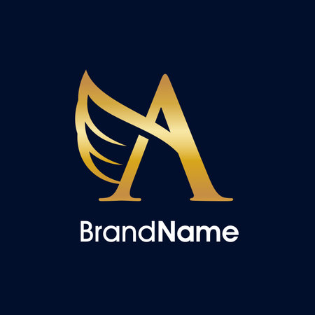 Letter A with wings logo design vector template. Elegant letter A logo design concept.のイラスト素材