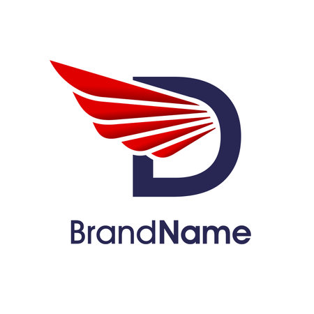 Letter D with wings logo design. Elegant corporate vector symbol.のイラスト素材