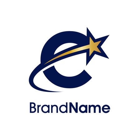 Letter C with star logo design. Initial letter C with star logo concept.のイラスト素材