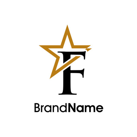 Initial Letter F with star logo concept. Suitable for luxury company branding.のイラスト素材