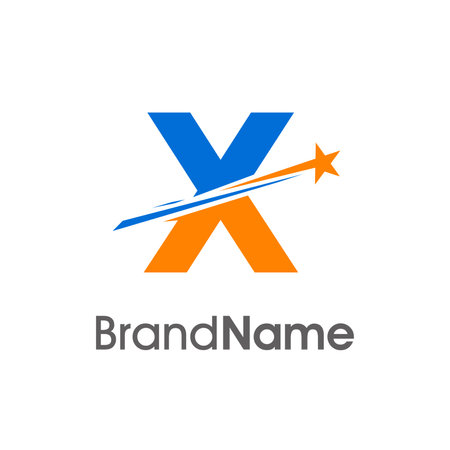 Simple Modern Illustration logo design Initial X Combine with meteor star. Logo can use for any industry and logo can work as well in small size.のイラスト素材