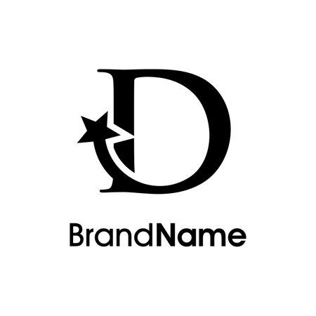 Simple and Elegant Illustration logo design Initial D Combine with flying star in black color. Logo good for your any industry and logo can work as well in small size.のイラスト素材