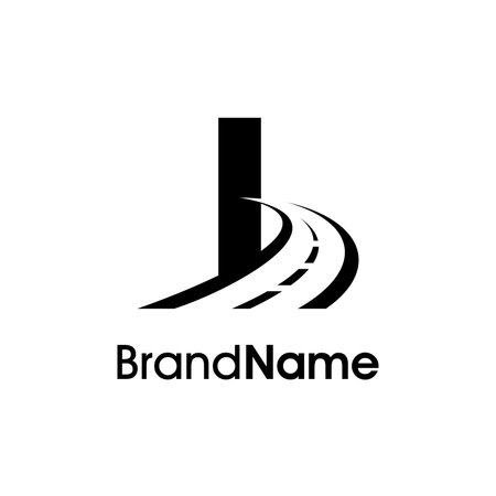 Simple and Memorable Illustration logo design way icon combine with initial I in black color.のイラスト素材