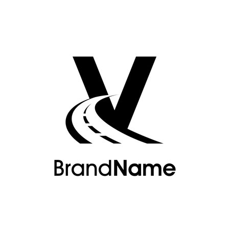 Simple and Memorable Illustration logo design way icon combine with initial V in black color.のイラスト素材