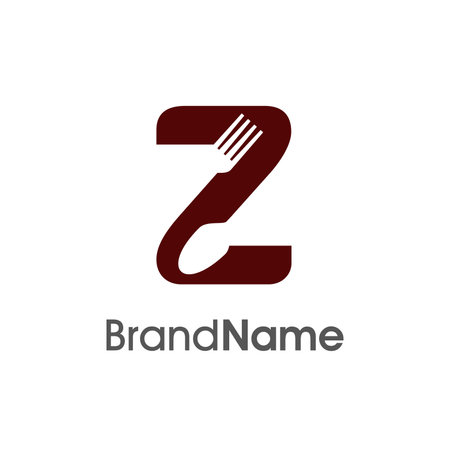 Letter Z logo with fork and spoon icon. Food and restaurant logotype concept.のイラスト素材