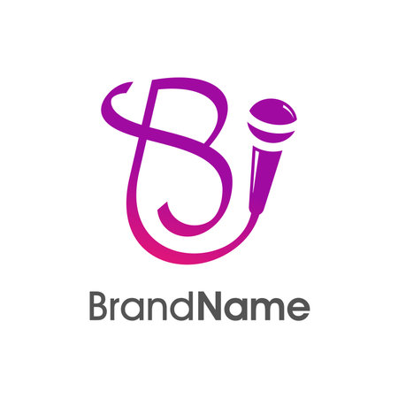 Simple, stylish and eye caching logo design initial B combine with microphone. The logo good for company related music and logo can work as well in small size.のイラスト素材