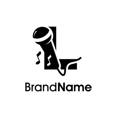 Letter L with microphone logo icon design template elements. Can be used for business, finance, accounting, web design.のイラスト素材
