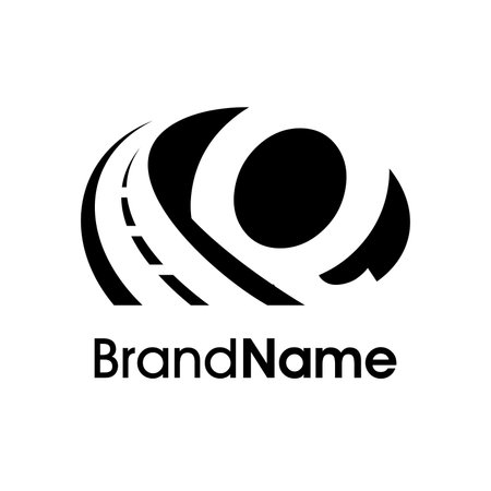 Modern Illustration logo design Road icon combine with initial Q in black color. Logo good for company Transportation, Delivery, Construction, Cargo and Expedition.のイラスト素材