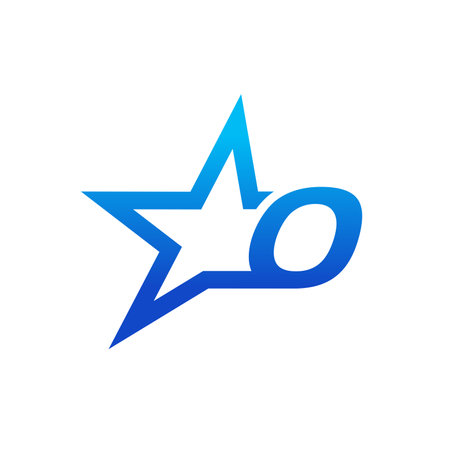 Stylist Illustration logo design Initial O with Star in Blue color. Logo good for your any industry and can work as well in small size.のイラスト素材