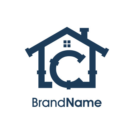 Modern logo design Initial C combine with pipe shaped like a home. The logo good for company related plumbing and constructions.のイラスト素材