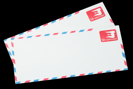UNITED STATES OF AMERICA - CIRCA 1968: A old envelope for US Air Mailのeditorial素材