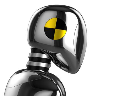 Crash Test Dummy metallic head. Left view. 3D renderの写真素材