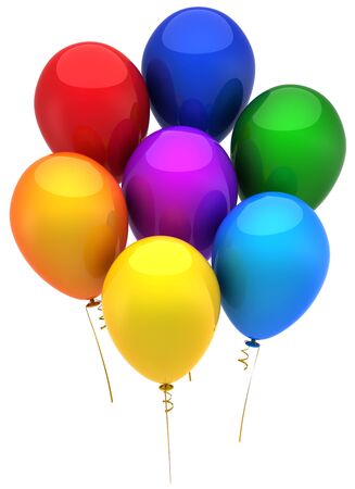 Party Balloons multicolored. This is a detailed 3D render (Hi-Res). Isolated on white backgroundの写真素材