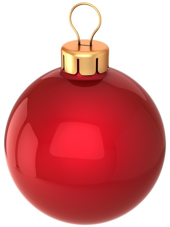 Red Christmas ball classic. Modern Happy New Year bauble. This is a detailed 3D renderの写真素材
