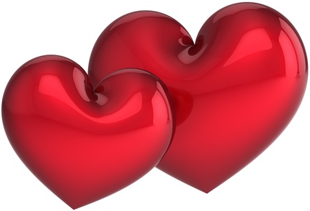 Two heart shapes. I Love you concept. Sexy couple abstract. Beautiful Saint Valentines day card template. This is a detailed render 3d (Hi-res). Isolated on white backgroundの写真素材
