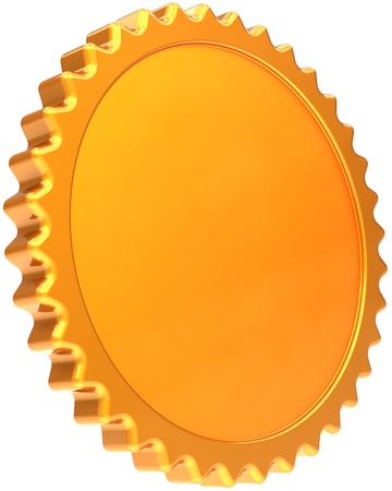 Award medal golden design element. Certificate guarantee seal design element template. Luxury champion badge label. Detailed 3d render image. Isolated on white backgroundの写真素材