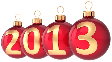 Christmas balls 2013 New Year bauble decoration traditional  Merry Xmas greeting cardの写真素材