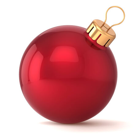 Christmas ball New Years Eve bauble decoration red wintertime ornament icon traditional  Shiny Merry Xmas winter holidays symbol classic blankの写真素材