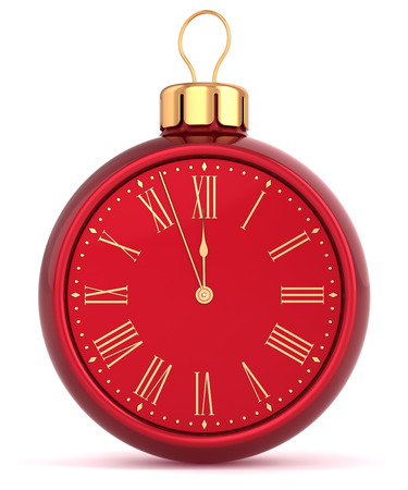 Happy New Year alarm clock bauble Christmas ball ornament decoration icon concept  Traditional wintertime midnight countdown future beginning symbol souvenirの写真素材