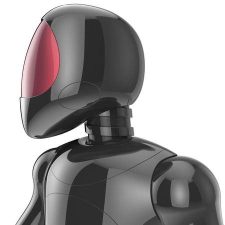 Cyborg bot futuristic robot dummy black metallic concept. 3d render isolated on white backgroundの写真素材