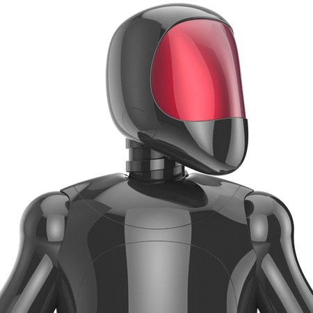 Cyborg futuristic artificial model robot sci-fi bot concept black. 3d render isolated on white backgroundの写真素材