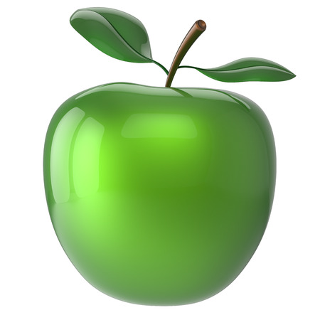 Green apple ripe fruit nutrition antioxidant fresh fruit exotic agriculture icon. 3d render isolated on white backgroundの写真素材