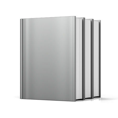 Blank books cover standing 3 three white textbook workbook cookbook template empty. School college learning information content icon concept. 3d render isolatedの写真素材