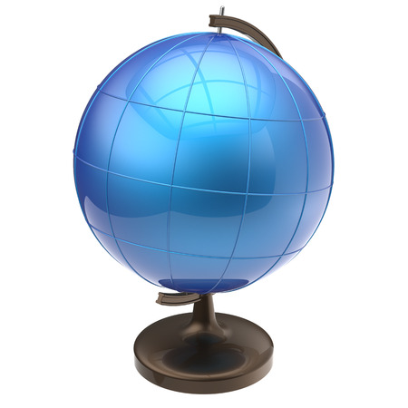 Globe blank blue Earth planet international global geography school studying world cartography symbol icon. 3d render isolated on white backgroundの写真素材