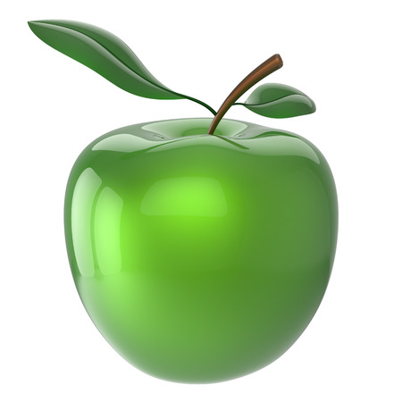 Green apple fruit nutrition antioxidant fresh ripe exotic agriculture organic healthy icon. 3d render isolated on white backgroundの写真素材
