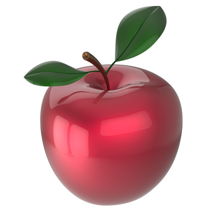 Red apple ripe fruit nutrition antioxidant fresh exotic agriculture beauty icon. 3d render isolated on white backgroundの写真素材