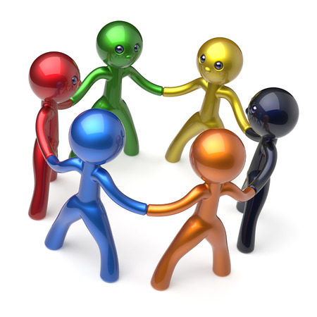 Characters teamwork men social network human resources circle people individuality friendship team different cartoon friends unity meeting icon concept colorful. 3d render isolatedの写真素材