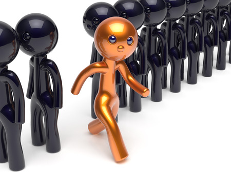 Different people man character unique individuality stand out from the crowd original brave think differ person otherwise run to new opportunities concept human resources hr icon 3d render isolatedの写真素材