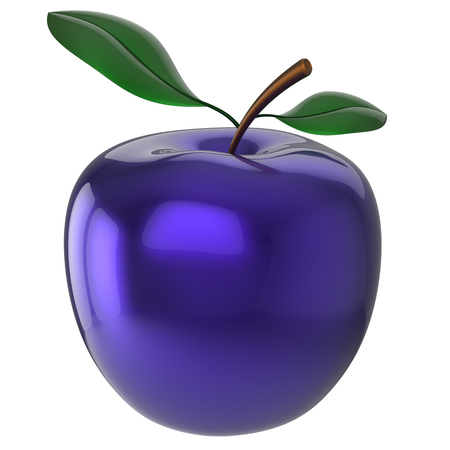 Blue apple experiment poison food research nutrition anomaly fruit antioxidant fresh ripe exotic unusual agriculture organic icon. 3d render isolated on white backgroundの写真素材