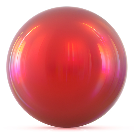 Ball red sphere round button basic circle geometric shape solid figure simple minimalistic atom element single blood drop shiny glossy sparkling object blank balloon icon. 3d illustration isolatedの写真素材