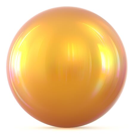 Ball golden sunny yellow sphere round button basic circle geometric shape solid figure simple minimalistic atom element single drop glossy sparkling object blank balloon icon. 3d render illustrationの写真素材