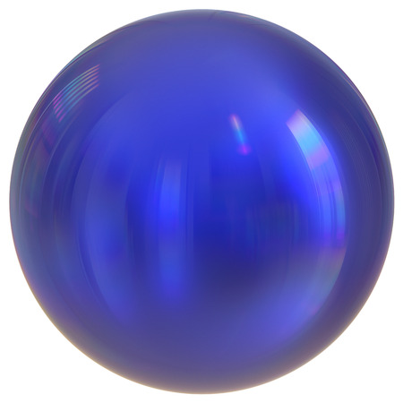 Blue sphere round button ball basic circle geometric shape solid figure simple minimalistic atom element single drop shiny glossy sparkling object blank balloon icon. 3d render illustrationの写真素材