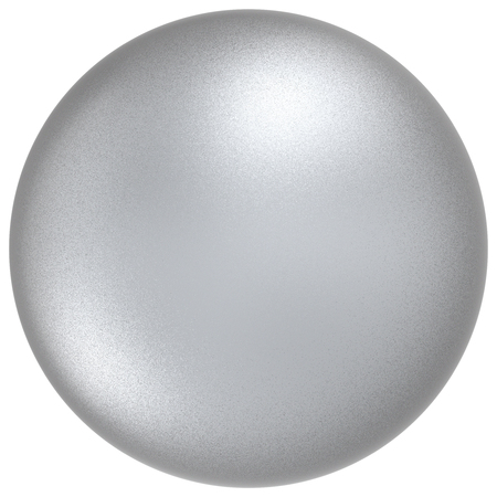 White sphere round silver button ball basic matted metallic circle geometric shape solid figure simple minimalistic atom single object blank balloon icon design element. 3D illustration isolatedの写真素材