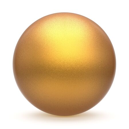 Sphere round button ball golden basic matted yellow circle geometric shape solid figure simple minimalistic atom single drop object blank balloon badge design element. 3D illustration isolatedの写真素材