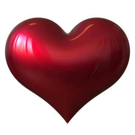 Love symbol heart shape red classic. Valentine's Day design element. Wedding marriage icon concept. 3d rendering illustration, isolatedの写真素材