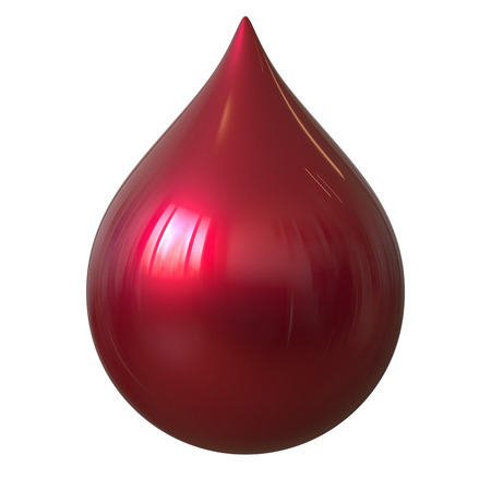 Red drop of blood abstract droplet form closeup macro. 3d rendering illustration, isolatedの写真素材