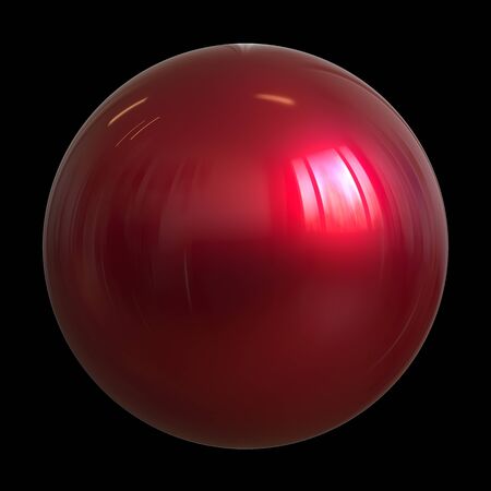 Sphere round button red basic ball circle geometric shape. Droplet atom element glossy sparkling object blank balloon. 3d rendering, isolated on blackの写真素材