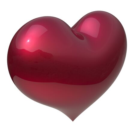 3d illustration of red heart shape I Love You symbol classic glossy. 14 February Valentine's Day invitation design element conceptの写真素材